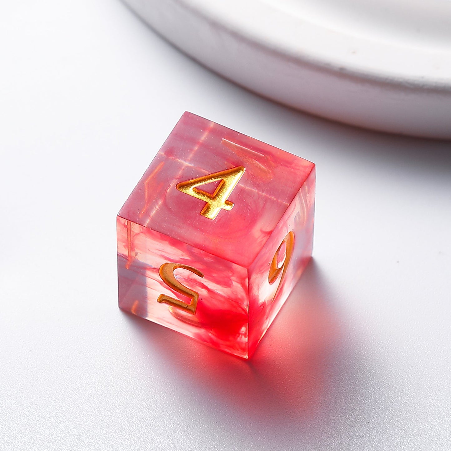 Liquid Core Resin D&D Dice | Crimson Blaze Red Flame Magic Dice Set