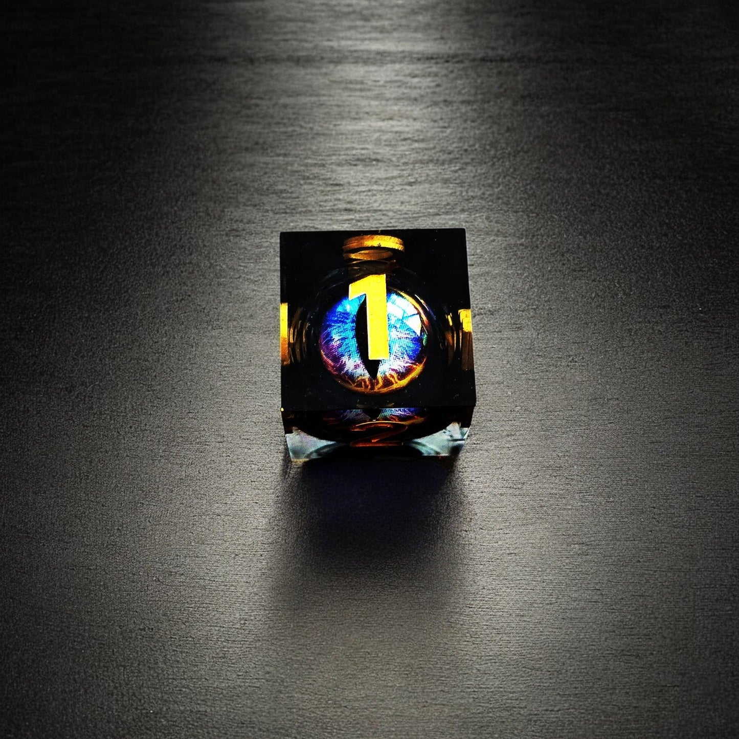 Liquid Core Resin Dice Set – Prismatic Flame Dragon Eye DnD Dice for D&D Games