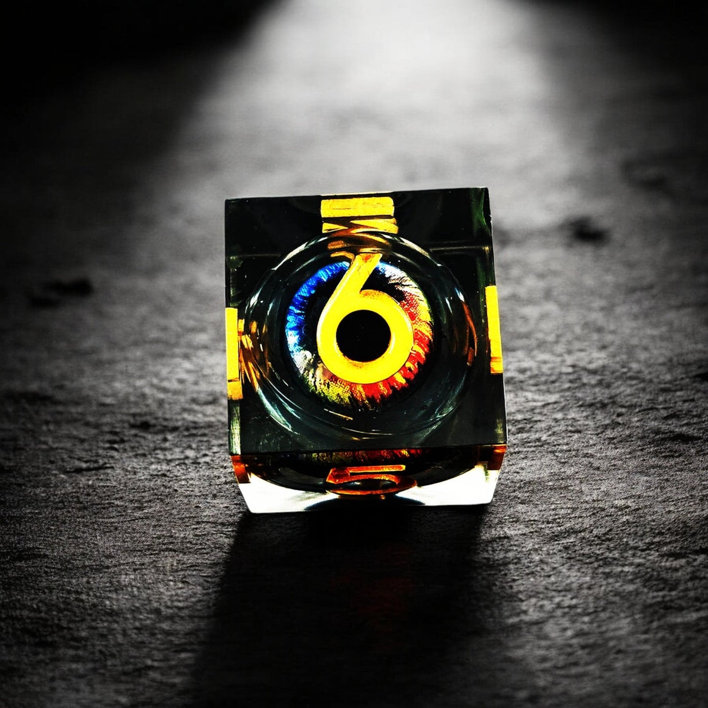 Premium Black Infernal Dragon Eye Liquid Core Resin Dice Set for Dungeons & Dragons Tabletop Games