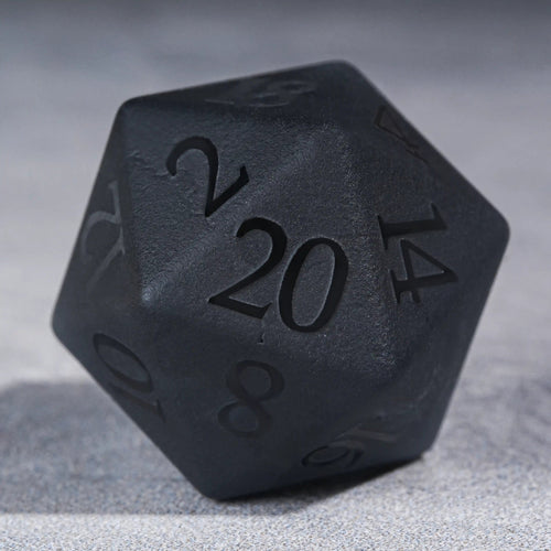 Matte Black Polyhedron Gemstone DND Dice Set for Tabletop TTRPG