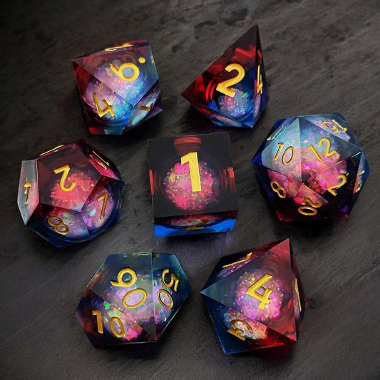 Prismatic Blaze Liquid Core Resin Dice Set | D&D Polyhedral RPG Dice