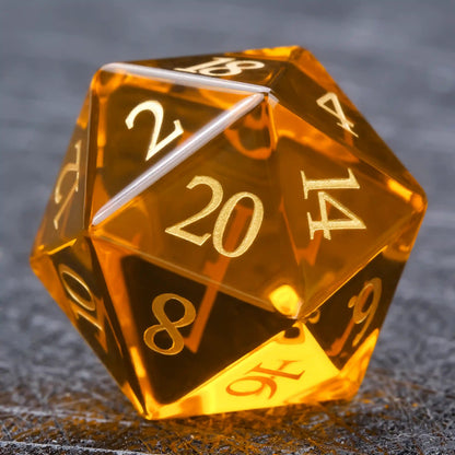 Polyhedral Orange Glass Gemstone Dice Set for DND D&D Tabletop RPG