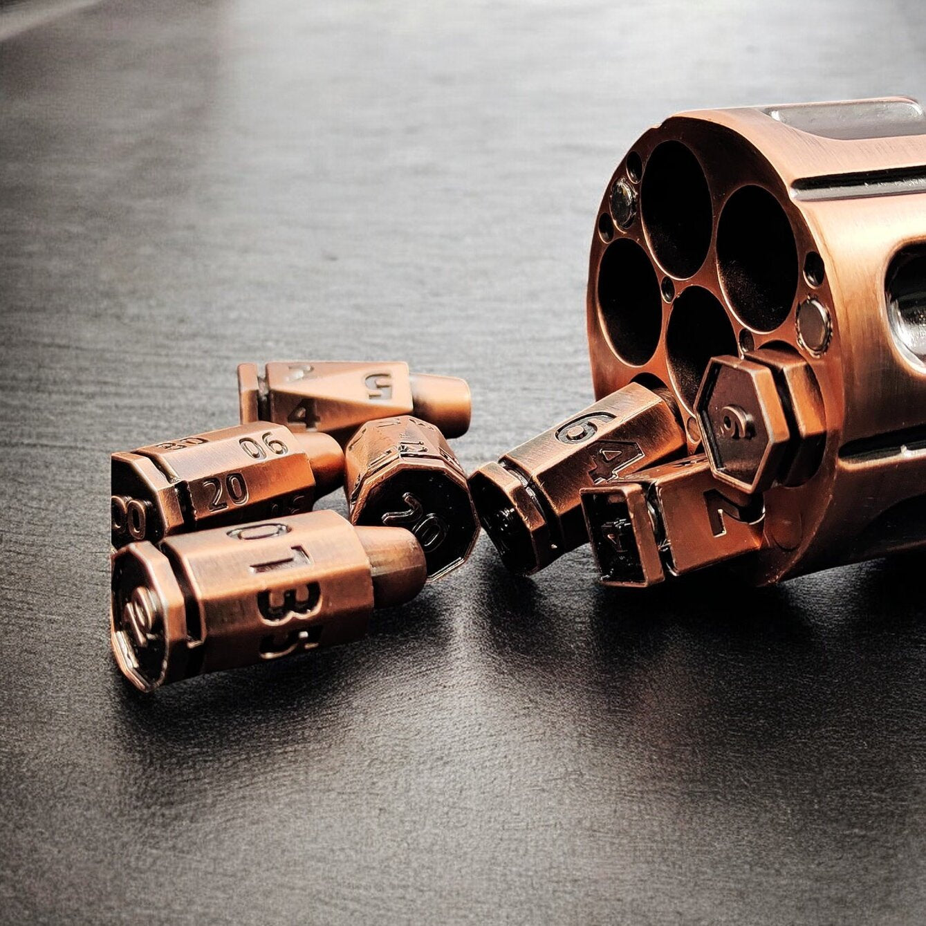 Bronze Revolver | Metal Dice Set for DnD Tabletop Games