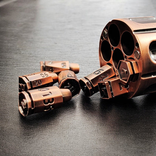 Bronze Revolver | Metal Dice Set for DnD Tabletop Games