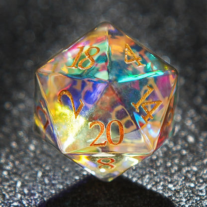 Multicolor Phantom DND Artistic Dice, Prismatic Glass Dice Set