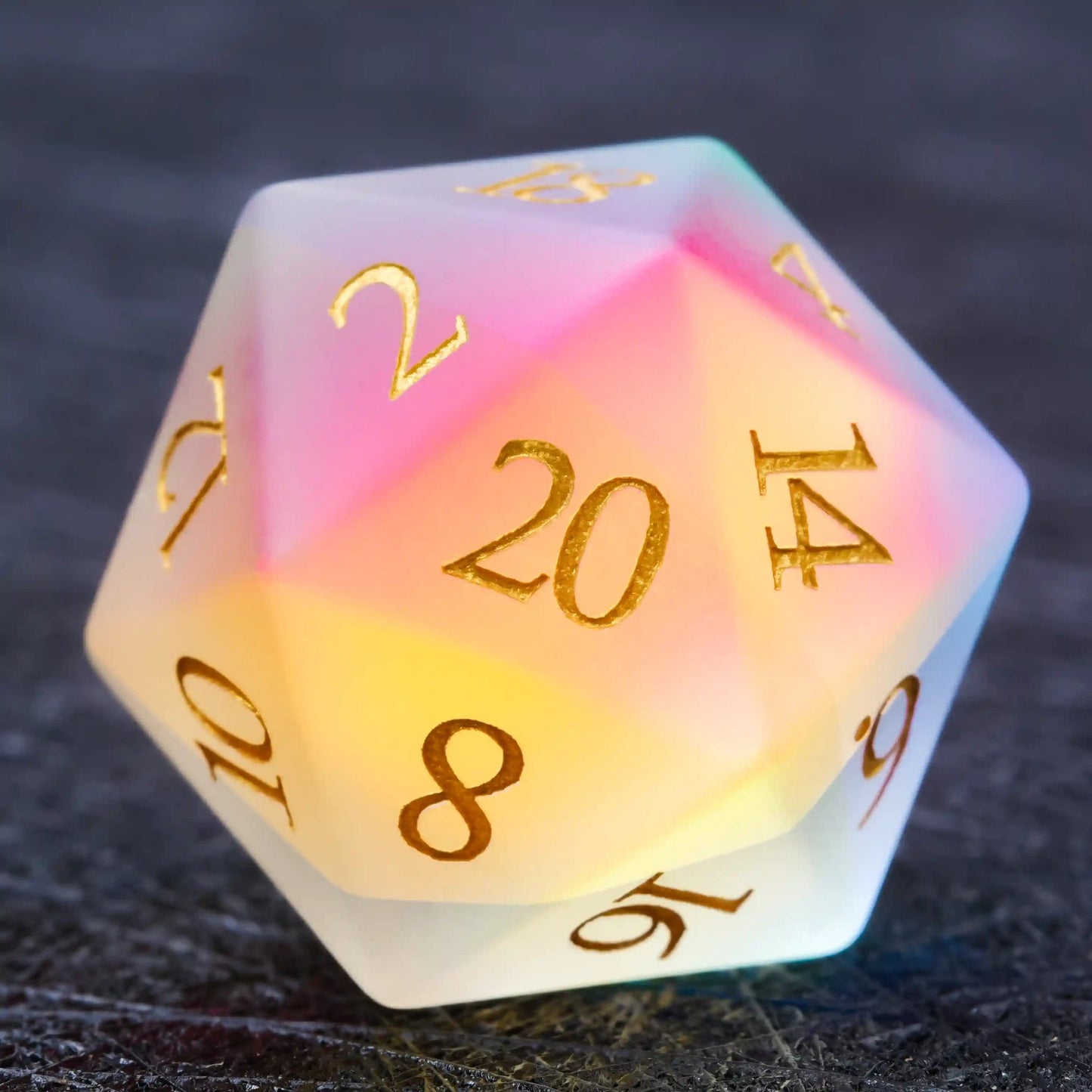 Colorful Gem Glass Dice Set | DND Polyhedral Dice with Gold Font