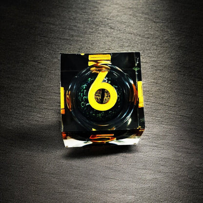 Golden Pupil Dragon Eye Dice Set | Liquid Core Resin RPG Dice