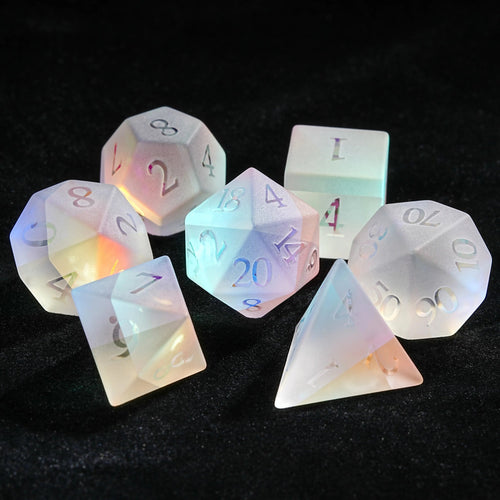 Fantasy Prism Gemstone Dice, D&D Multi-Sided Stained Glass Dice Set
