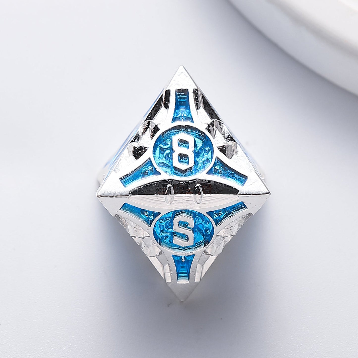Blue & Silver Oracle Metal Dice Set | Stellar Forge for DnD Gaming