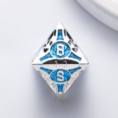 Blue & Silver Oracle Metal Dice Set | Stellar Forge for DnD Gaming