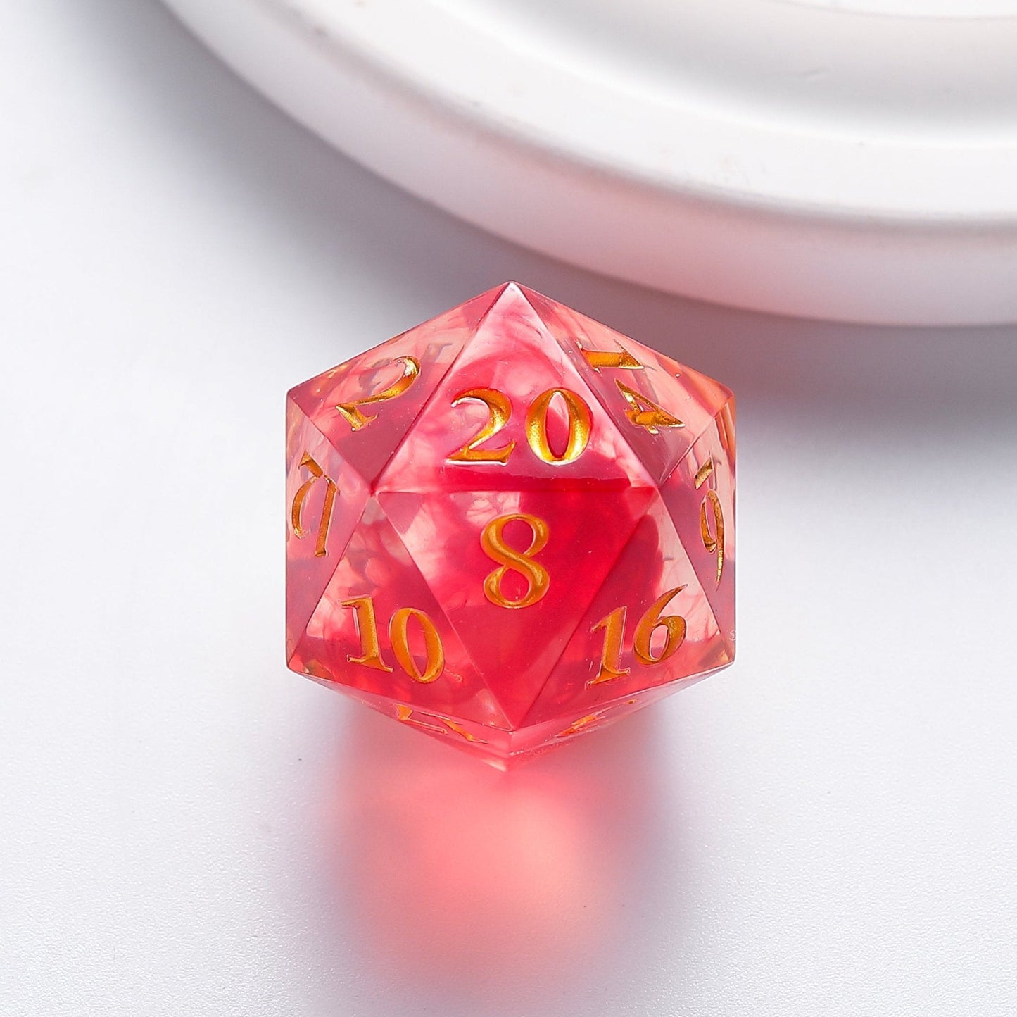 Liquid Core Resin D&D Dice | Crimson Blaze Red Flame Magic Dice Set