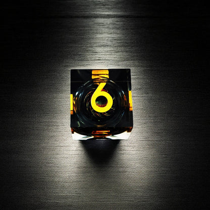 Infernal Blaze Dragon Eye Liquid Core Resin D&D Polyhedral Dice Set