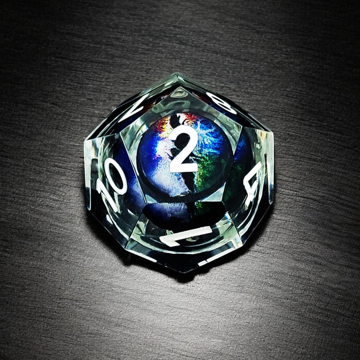 Prismatic Void Dragon Eye Liquid Core Resin D&D Dice Set, Polyhedral Resin Gaming Dice for DnD Tabletop RPG Games
