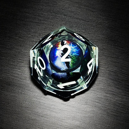 Prismatic Void Dragon Eye Liquid Core Resin D&D Dice Set, Polyhedral Resin Gaming Dice for DnD Tabletop RPG Games