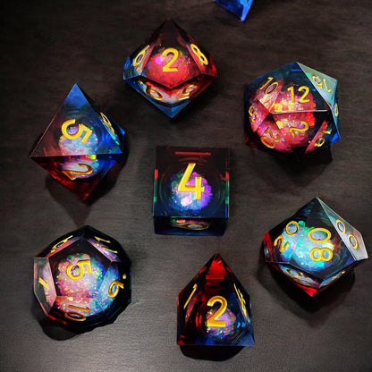Prismatic Blaze Liquid Core Resin Dice Set | D&D Polyhedral RPG Dice
