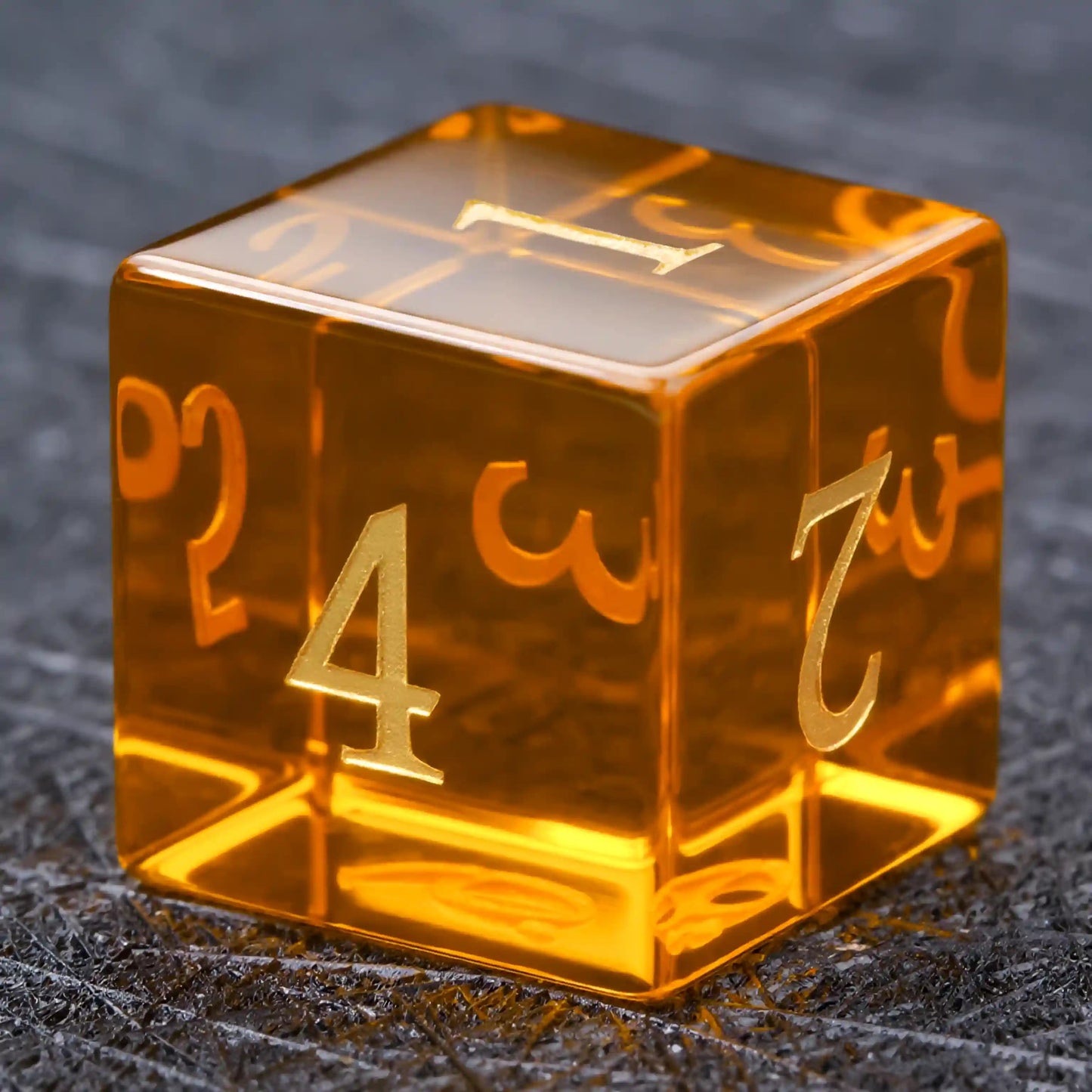Polyhedral Orange Glass Gemstone Dice Set for DND D&D Tabletop RPG