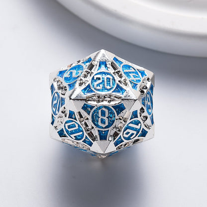 Blue & Silver Oracle Metal Dice Set | Stellar Forge for DnD Gaming