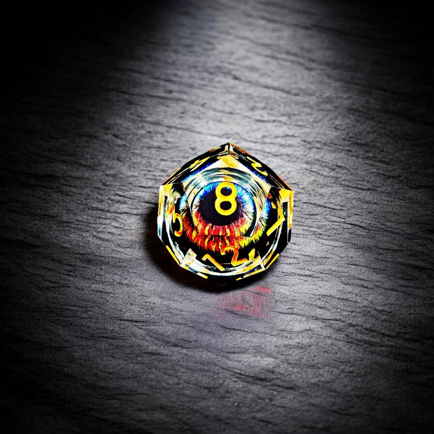 Premium Black Infernal Dragon Eye Liquid Core Resin Dice Set for Dungeons & Dragons Tabletop Games