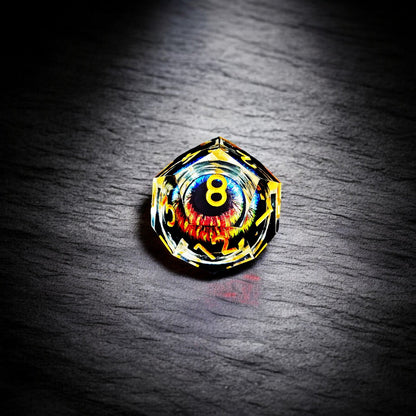 Premium Black Infernal Dragon Eye Liquid Core Resin Dice Set for Dungeons & Dragons Tabletop Games