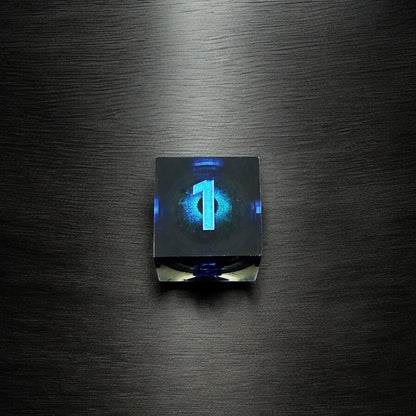 Ethereal Blue Core Dragon Eye Liquid Core Resin D&D Dice Set