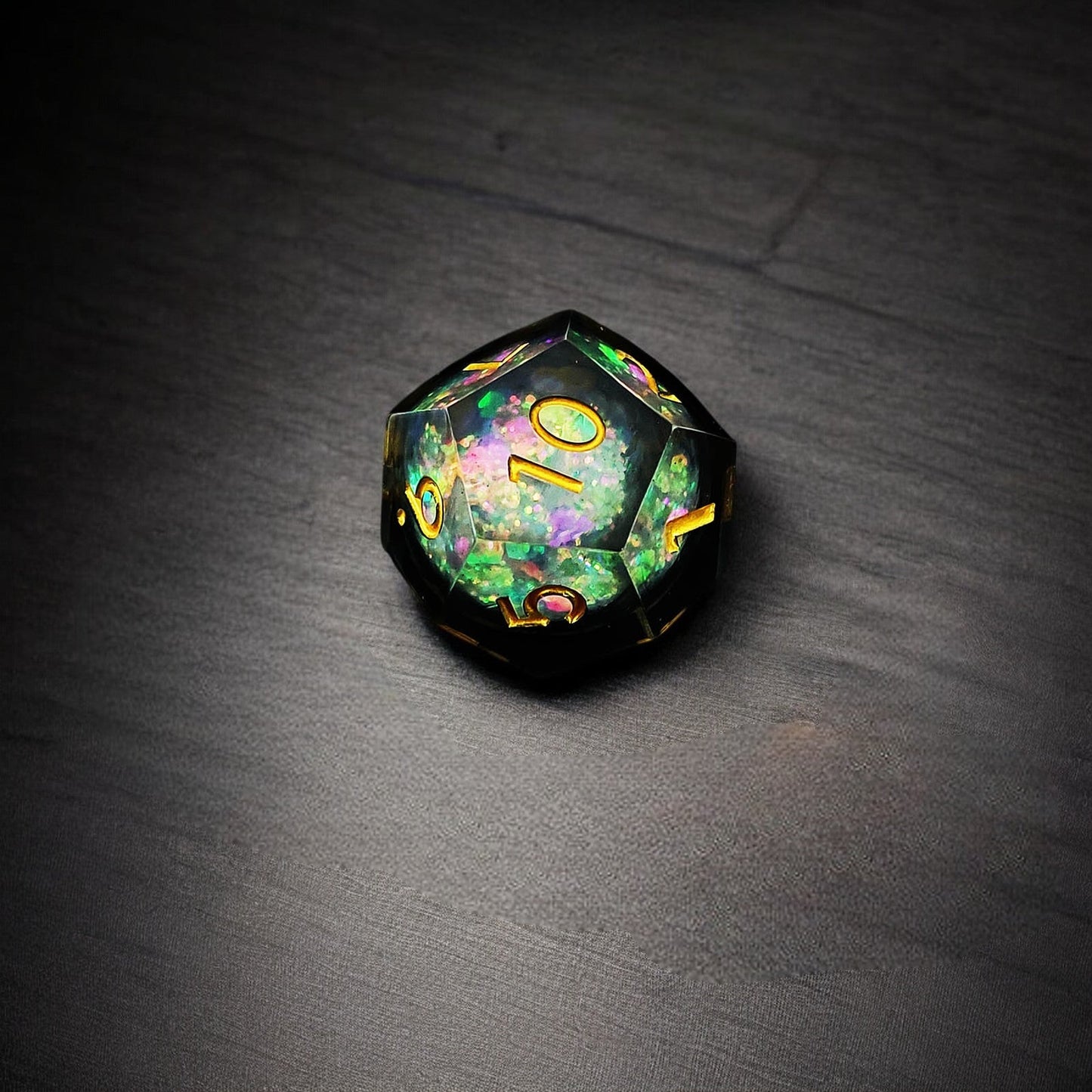 Premium Black Cosmic Radiance Liquid Core Resin Dice Set for Dungeons & Dragons Tabletop RPG Games