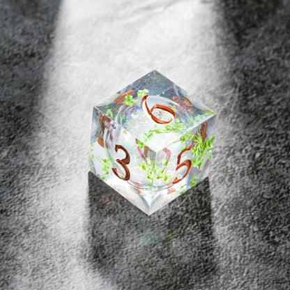 Verdant Bloom Green Liquid Core Resin Dice Set | Premium DnD Dice for Tabletop RPG Games