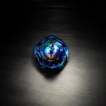 D&D Polyhedral Dice Set - Floating Frost Dragon Eye Liquid Core Resin Dice