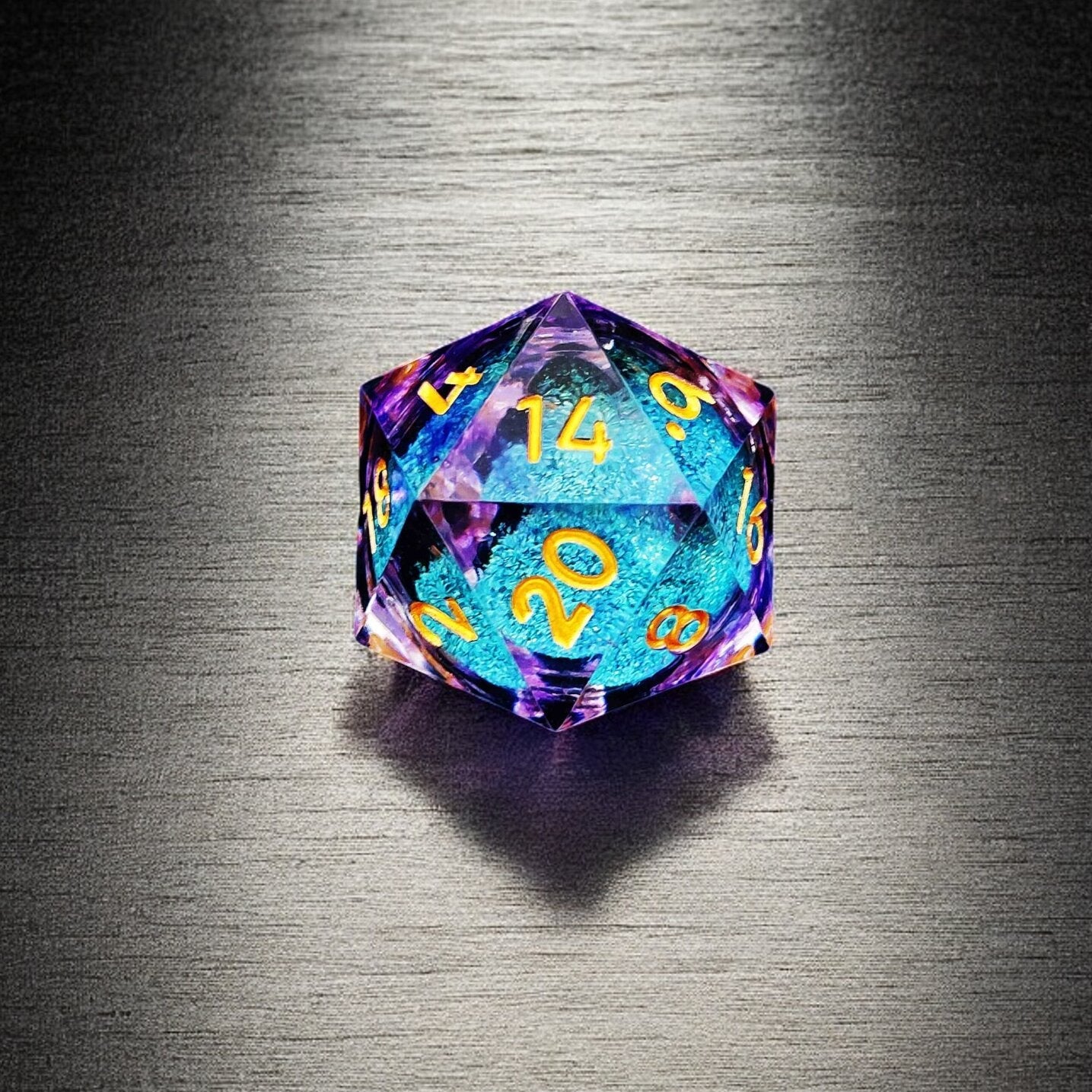 Blue Purple Gradient Nebula Twilight Liquid Core Resin D&D Dice Set