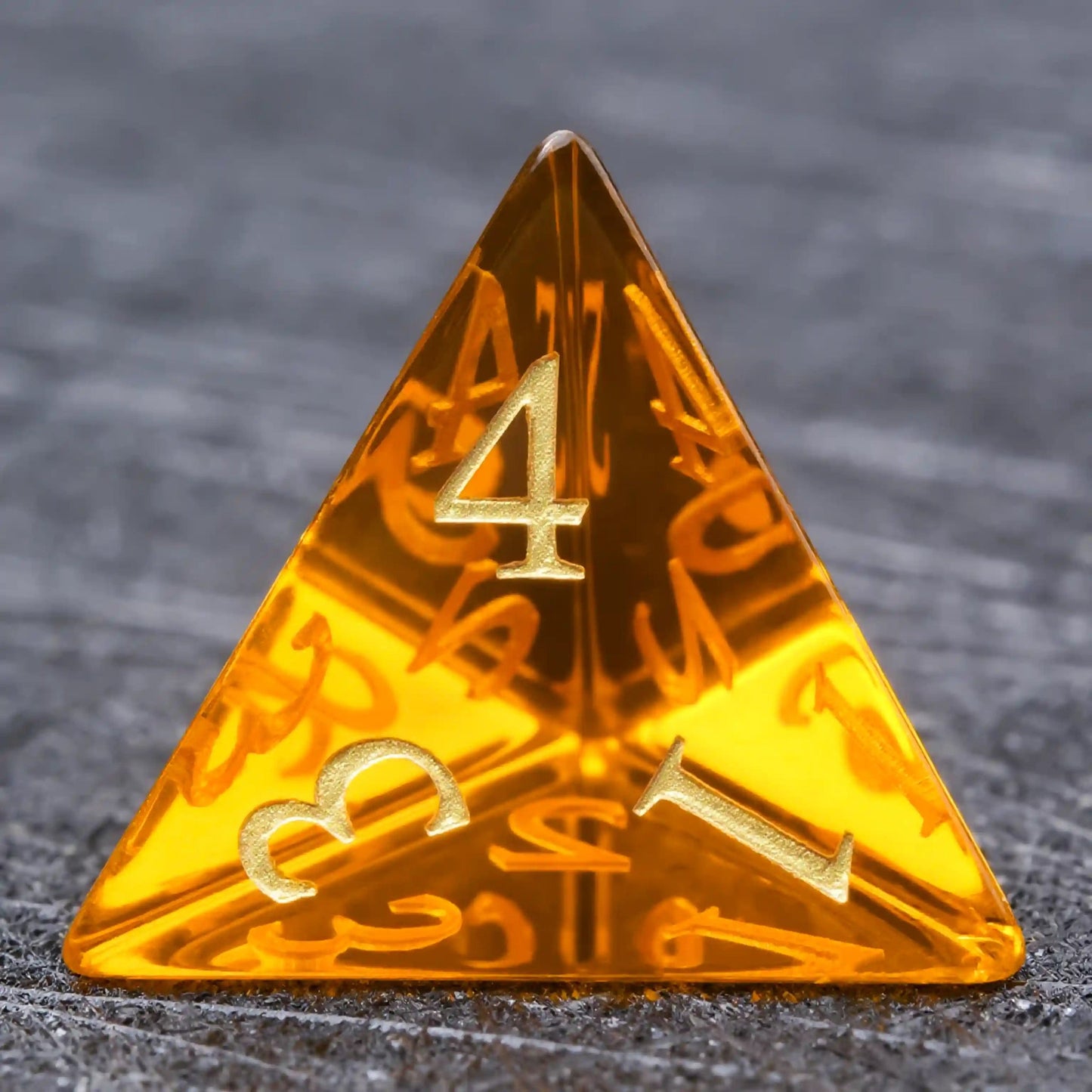 Polyhedral Orange Glass Gemstone Dice Set for DND D&D Tabletop RPG