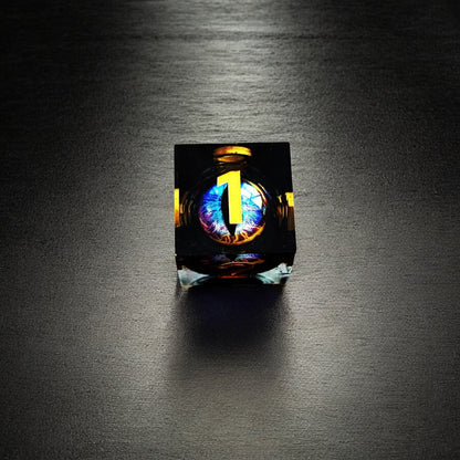 Liquid Core Resin Dice Set – Prismatic Flame Dragon Eye DnD Dice for D&D Games