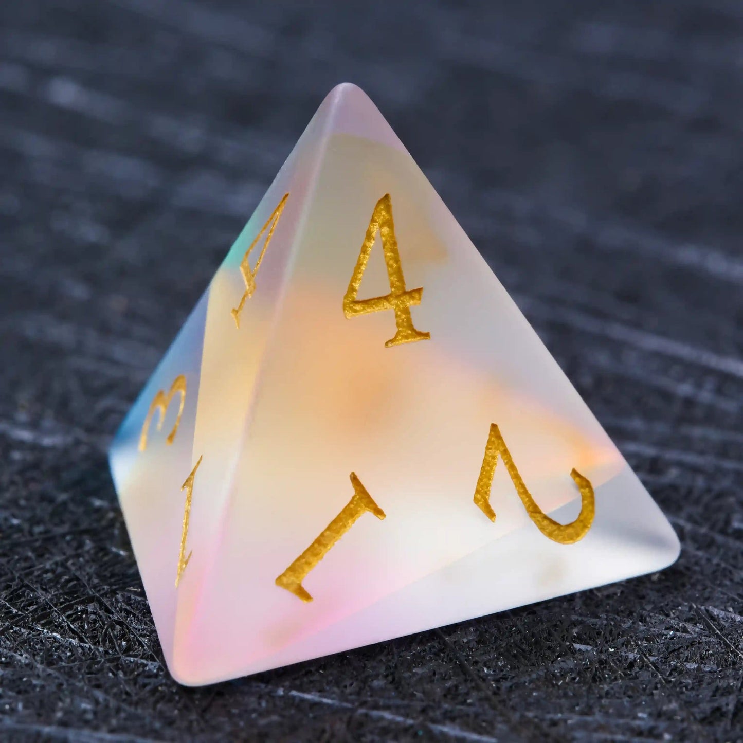 Colorful Gem Glass Dice Set | DND Polyhedral Dice with Gold Font
