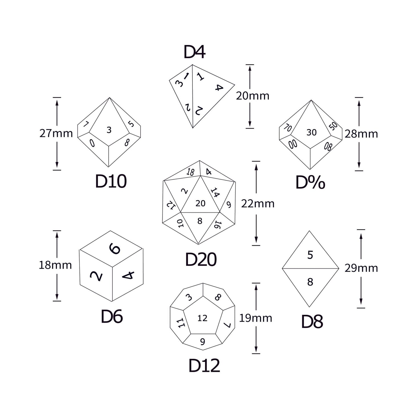 Fantasy Prism Gemstone Dice, D&D Multi-Sided Stained Glass Dice Set