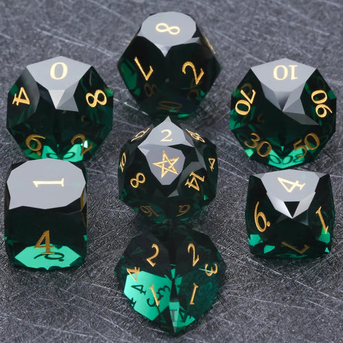 Ember Dice DND Multi-Sided Engraved Glass Gemstone Dice Set