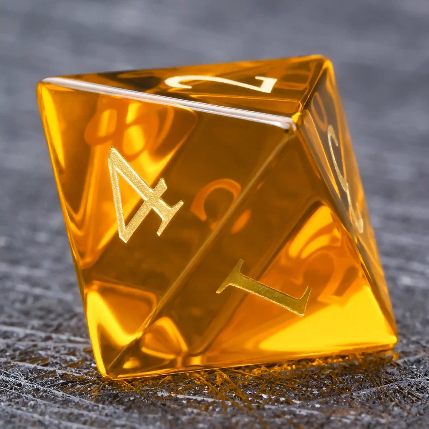 Polyhedral Orange Glass Gemstone Dice Set for DND D&D Tabletop RPG