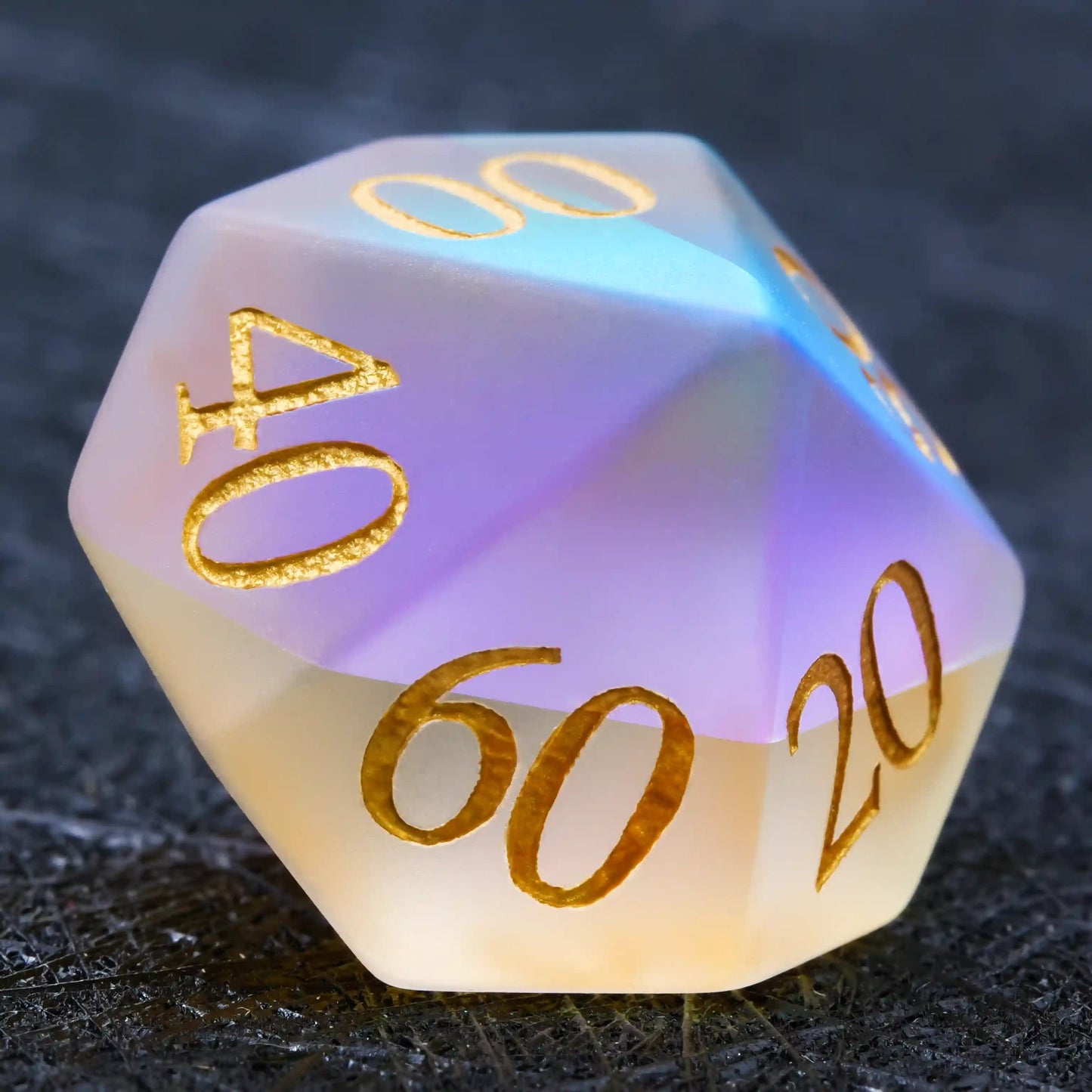 Colorful Gem Glass Dice Set | DND Polyhedral Dice with Gold Font