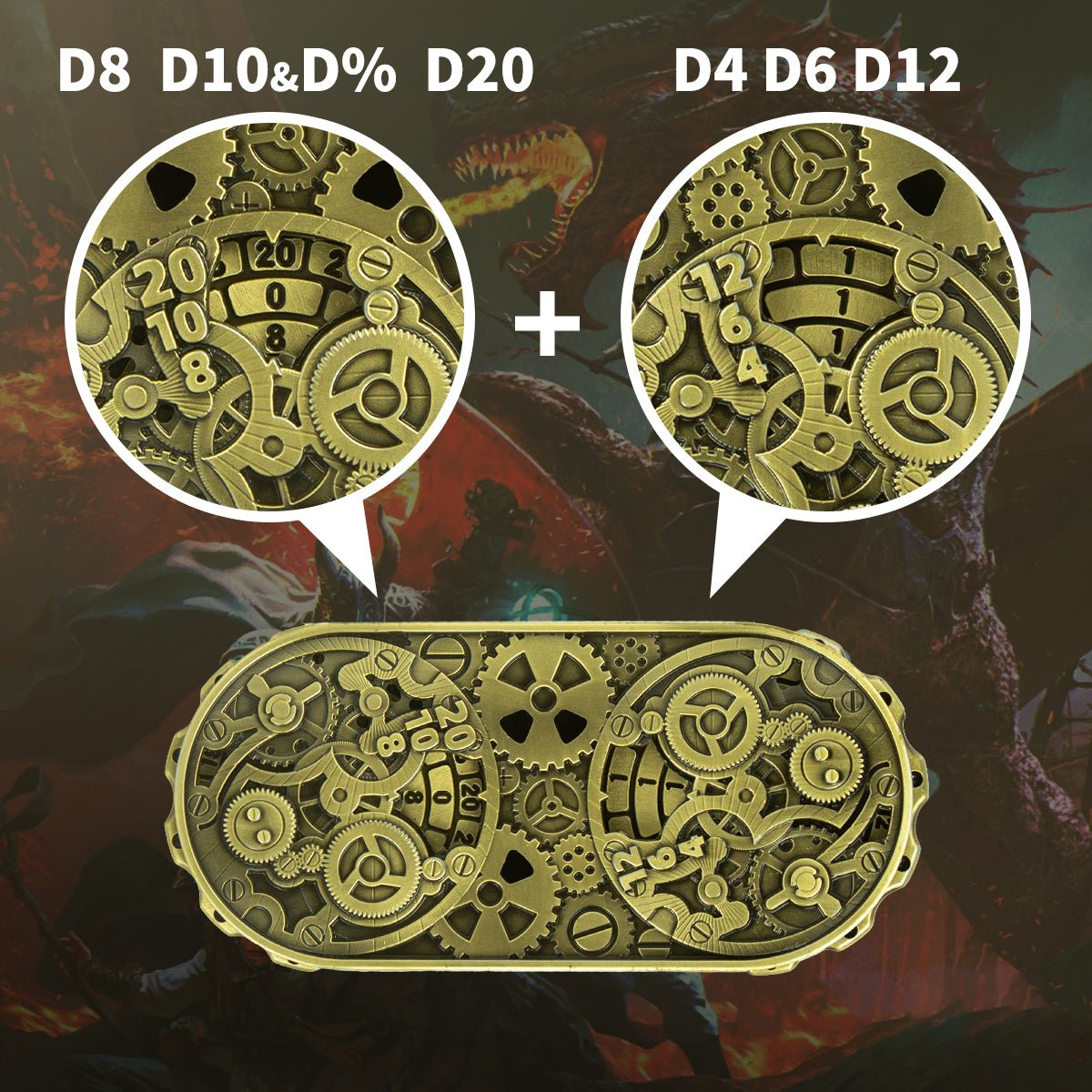 Ember Dice Artifact #O01 7-in-1 Gearforged Spinner DND Dice