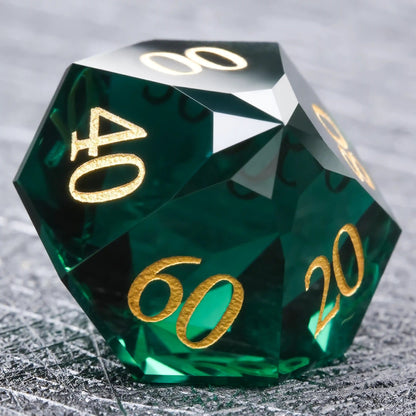 Ember Dice DND Multi-Sided Engraved Glass Gemstone Dice Set