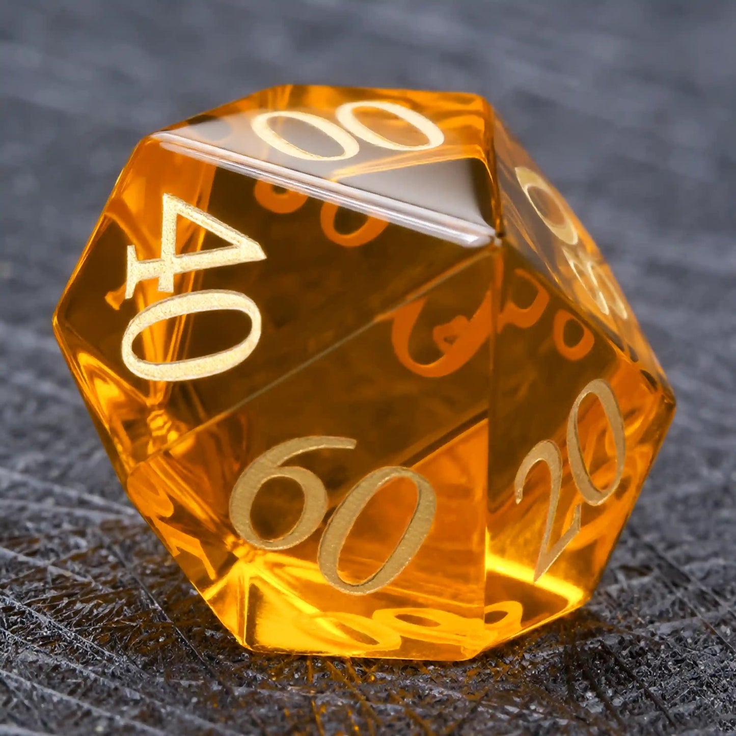 Polyhedral Orange Glass Gemstone Dice Set for DND D&D Tabletop RPG
