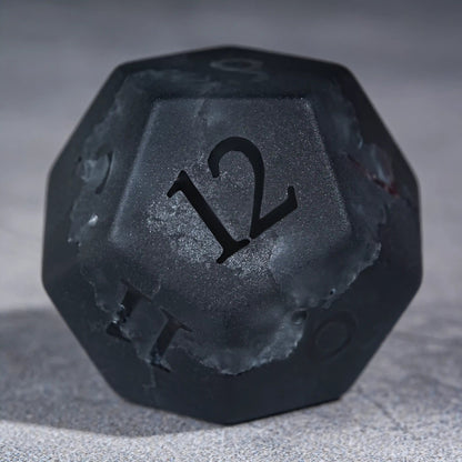 Matte Black Polyhedron Gemstone DND Dice Set for Tabletop TTRPG