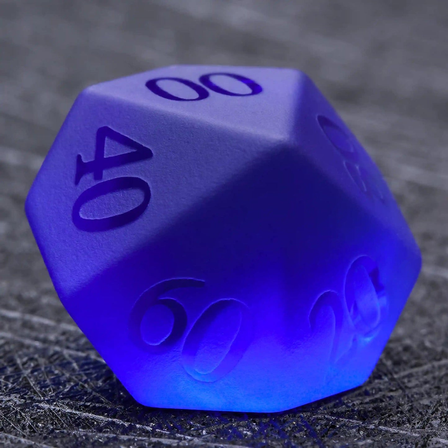 Polyhedron Blue Glass Frosted Gem DND Dice Set with Transparent Font