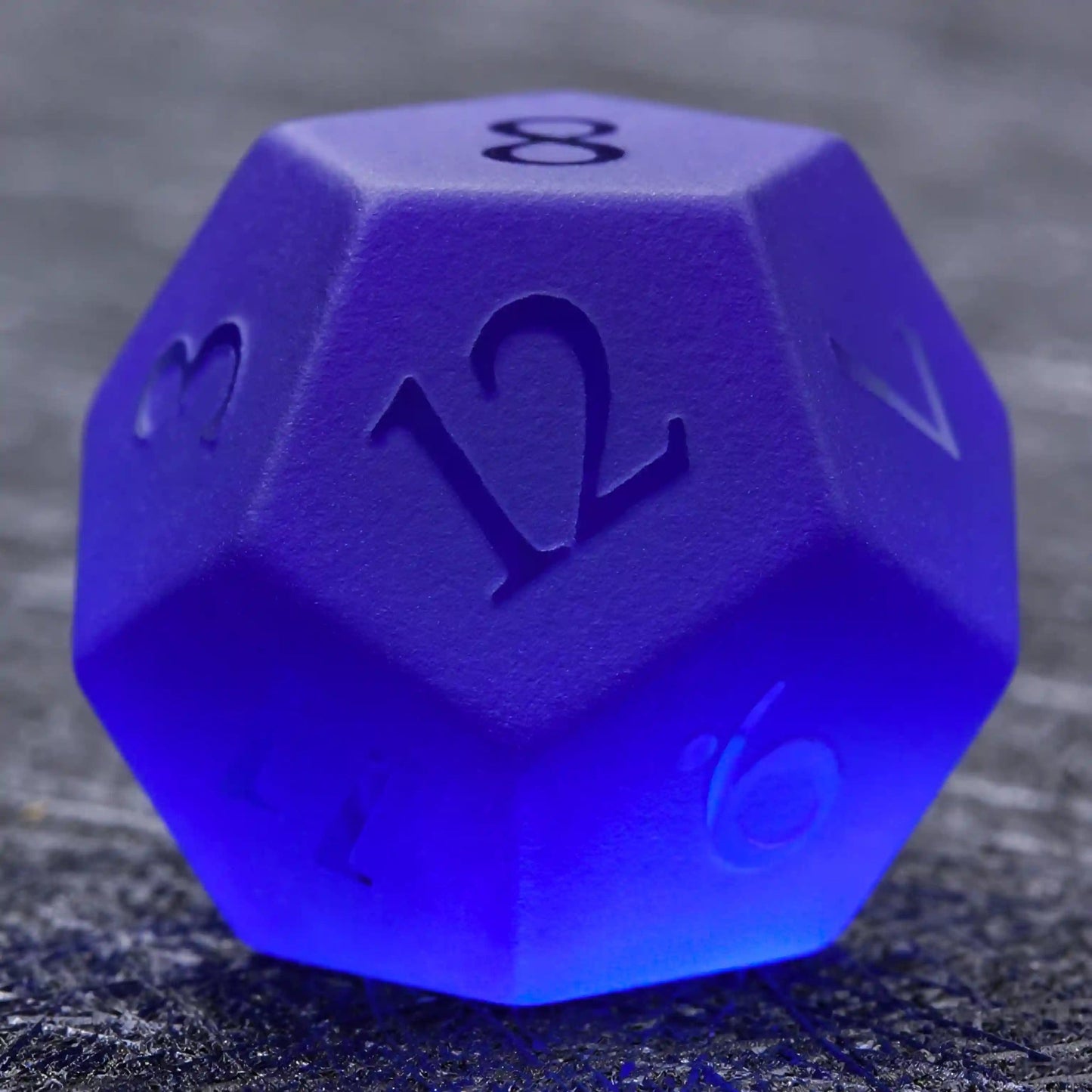 Polyhedron Blue Glass Frosted Gem DND Dice Set with Transparent Font