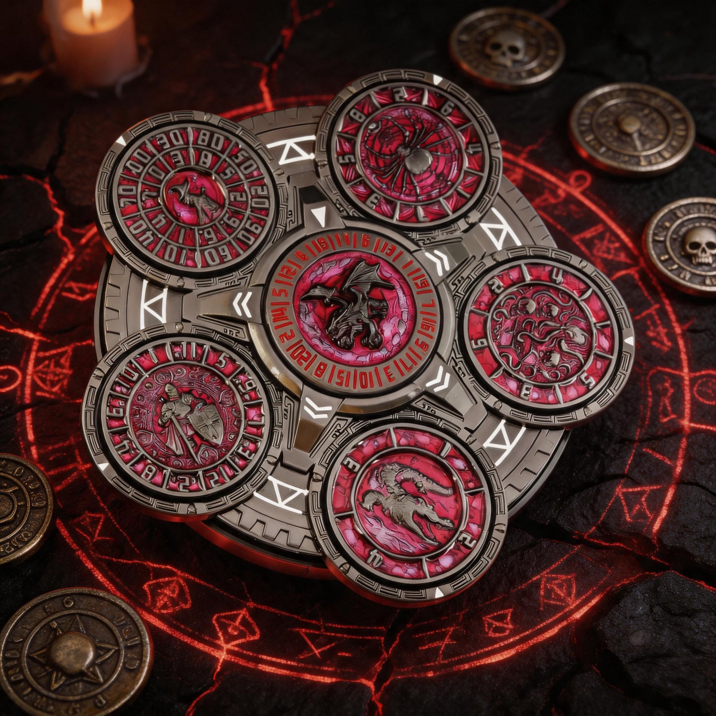 Ember Dice Sigil #001 The Array | 7-in-1 Planetary Spinner DND Dice