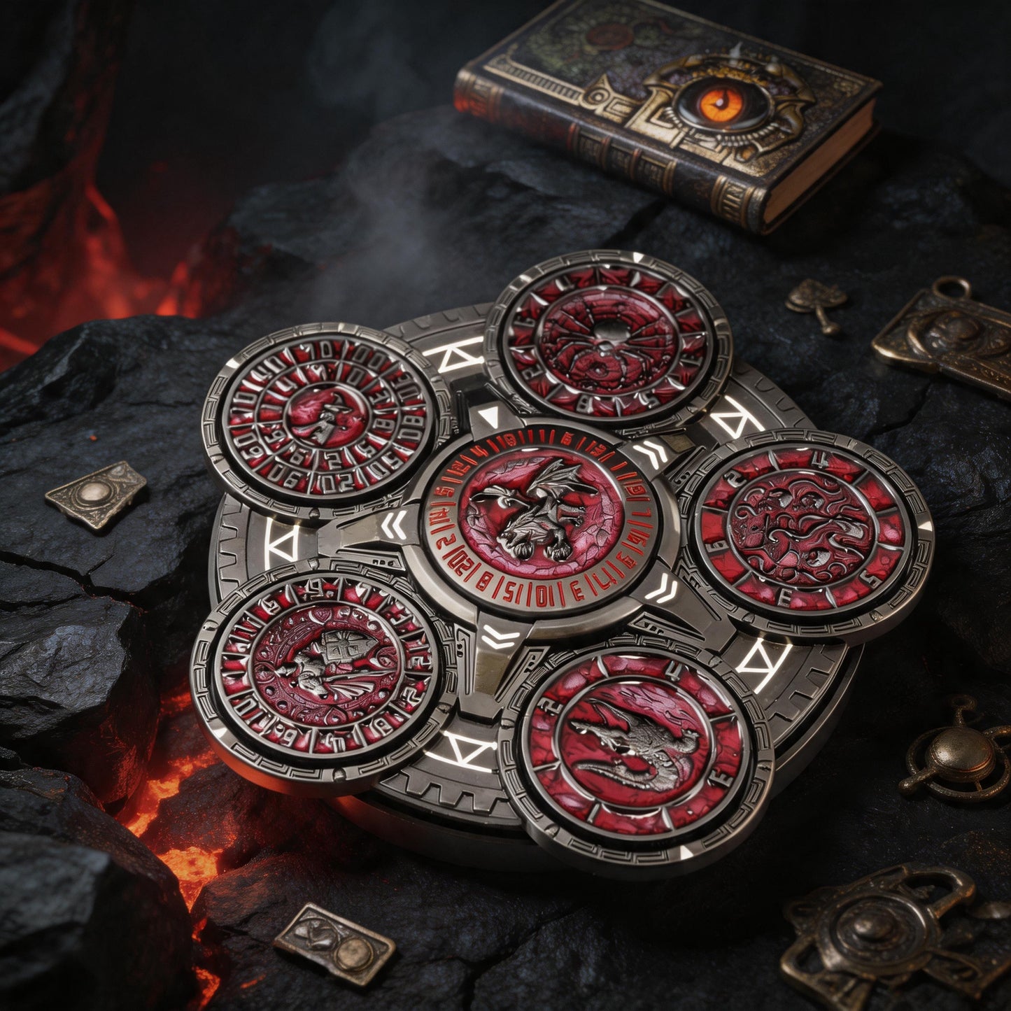 Ember Dice Sigil #001 The Array | 7-in-1 Planetary Spinner DND Dice
