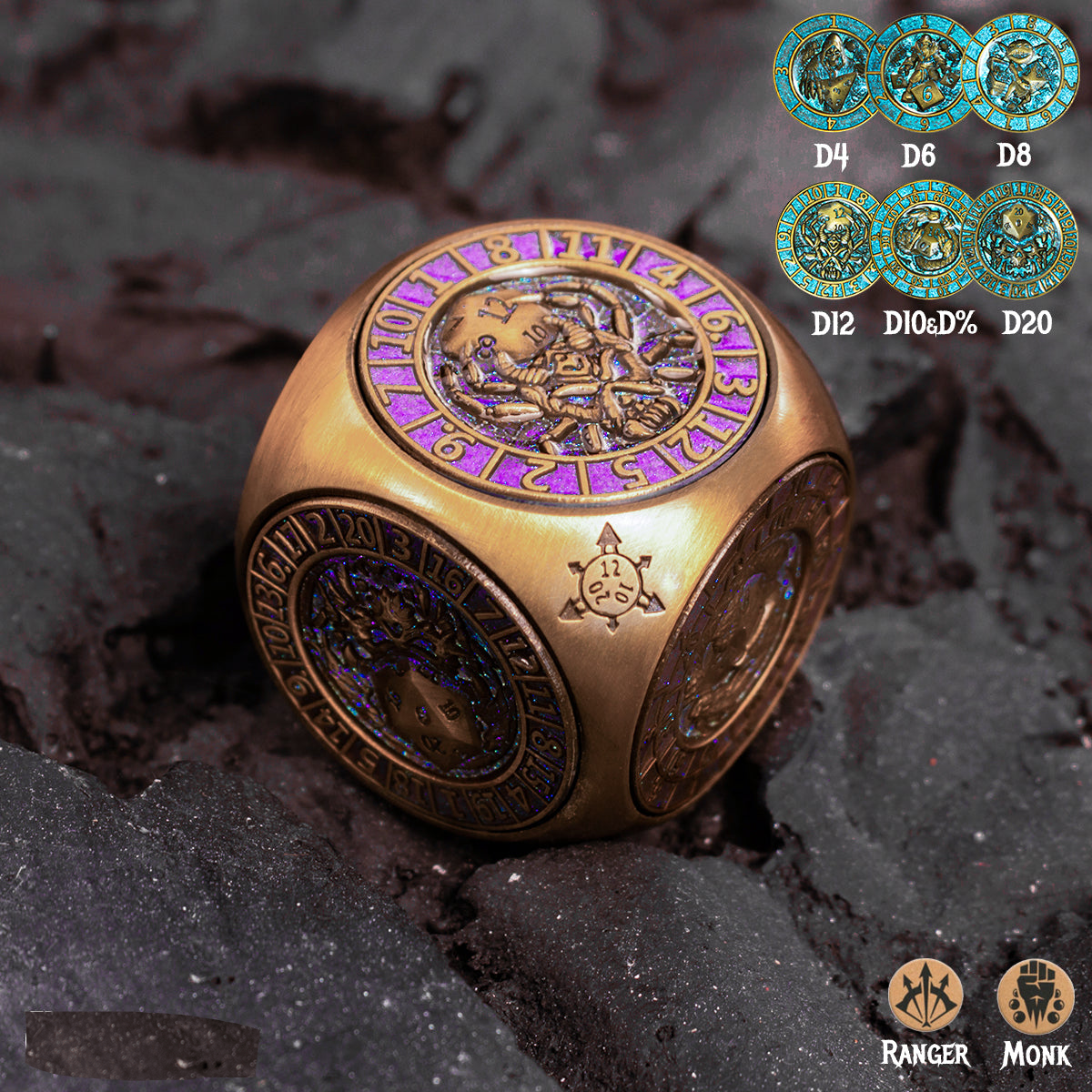 Ember Dice Relic #O02 7-in-1 Monster Cube Spinner DND Dice